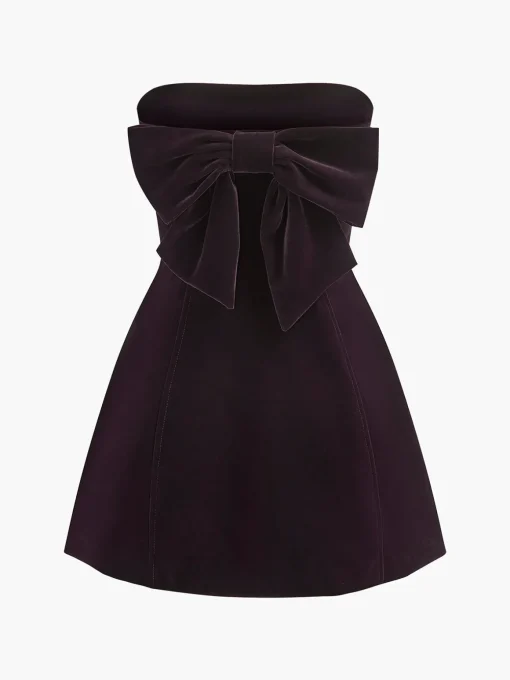 COMMENSE Dresses^Two Way Bow-Decor Velvet Tube Dress Burgundy