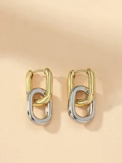 COMMENSE Earrings|Accessories^Two-Tone Hoop Drop Earrings Gold