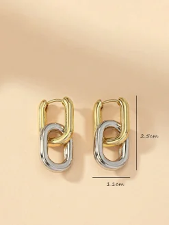 COMMENSE Earrings|Accessories^Two-Tone Hoop Drop Earrings Gold