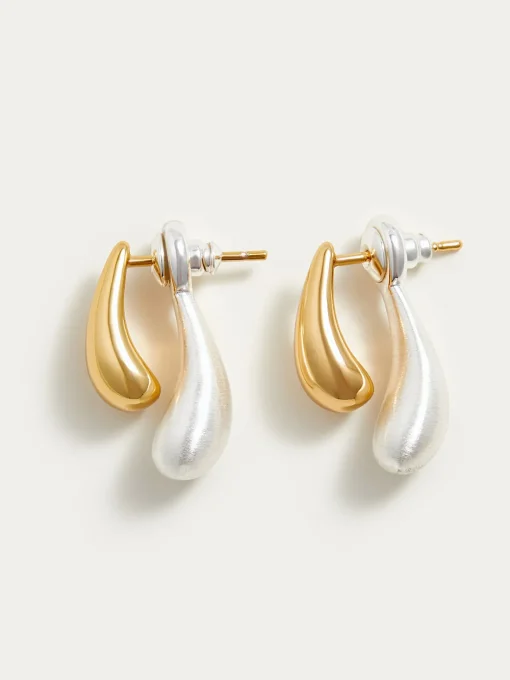 COMMENSE Earrings|Accessories^Two-Tone Water Drop Earrings Gold