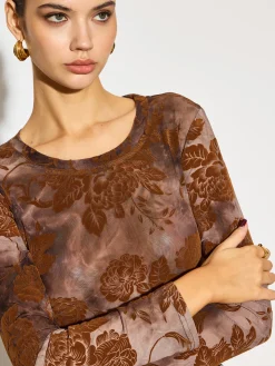 COMMENSE Tops^Tye Dye Printed Slim Mesh Top Multicolor