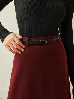 COMMENSE Skirts|Bottoms^Umbrella Shape Belted Skirt Burgundy