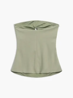 COMMENSE Tank Tops & Camis|Tops^U-Ring Cutout Zippered Tube Top LightGreen