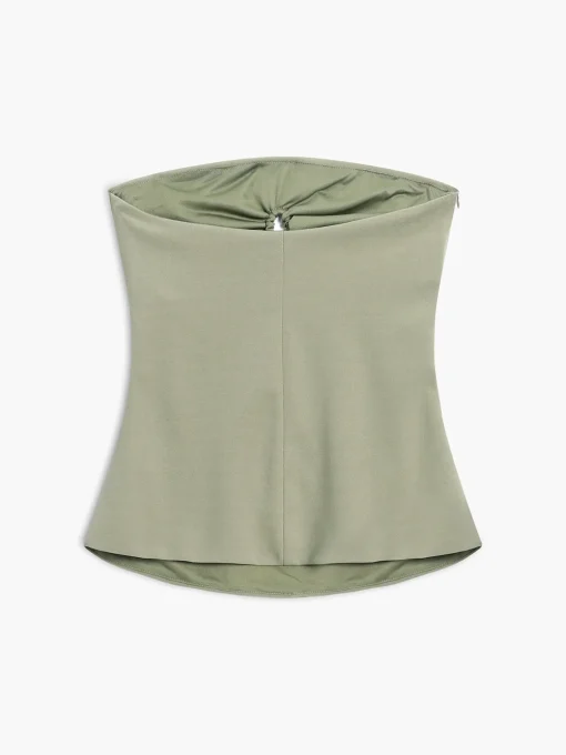 COMMENSE Tank Tops & Camis|Tops^U-Ring Cutout Zippered Tube Top LightGreen