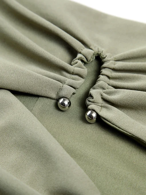 COMMENSE Tank Tops & Camis|Tops^U-Ring Cutout Zippered Tube Top LightGreen