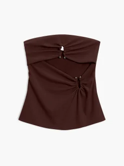 COMMENSE Tank Tops & Camis|Tops^U-Ring Cutout Zippered Tube Top LightGreen