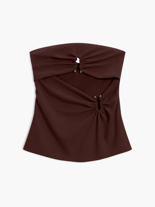 COMMENSE Tank Tops & Camis|Tops^U-Ring Cutout Zippered Tube Top LightGreen
