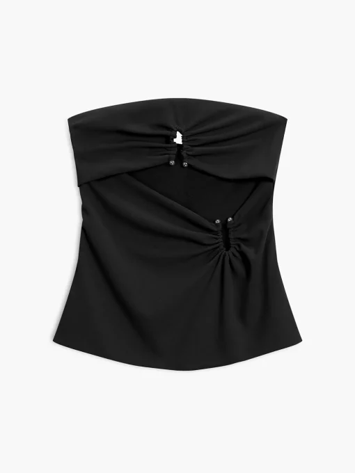 COMMENSE Tank Tops & Camis|Tops^U-Ring Cutout Zippered Tube Top LightGreen