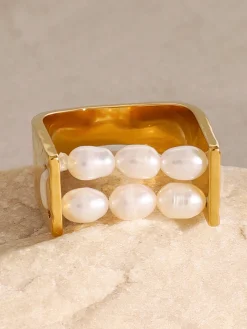 COMMENSE Rings & Bracelets|Accessories^U-Shape Pearl Tunnel Ring Gold