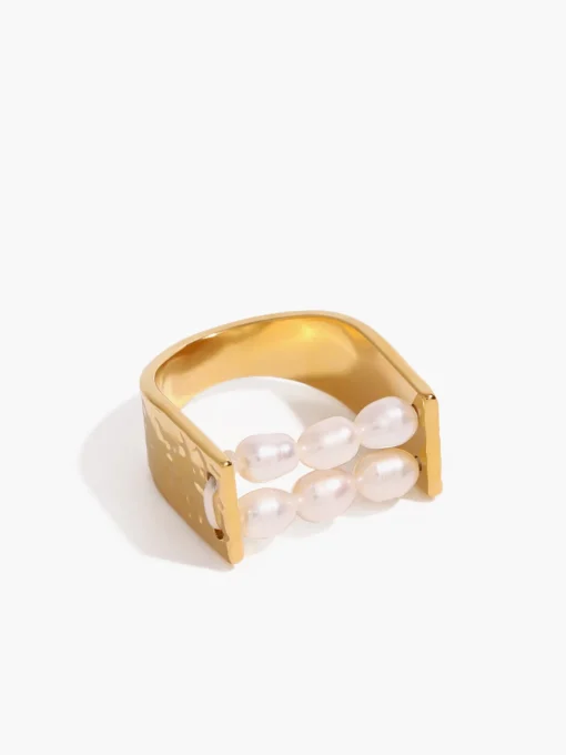 COMMENSE Rings & Bracelets|Accessories^U-Shape Pearl Tunnel Ring Gold