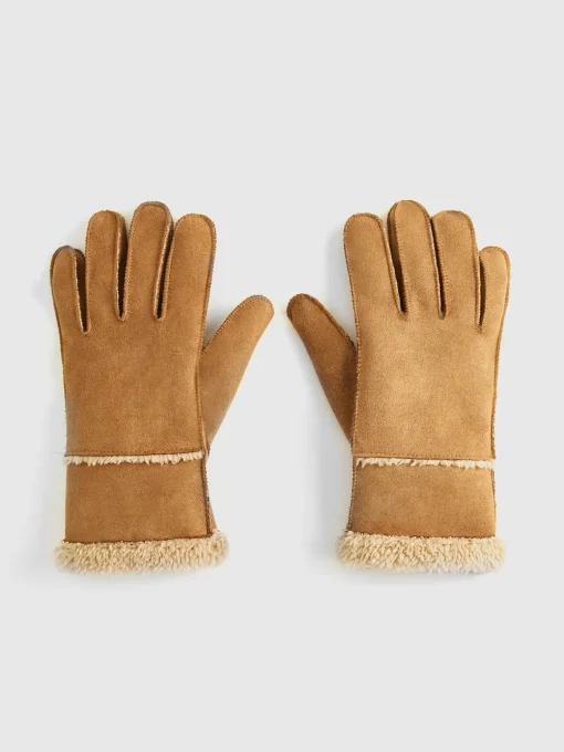 COMMENSE Accessories^Utility Lambswool Suede Gloves LightBrown