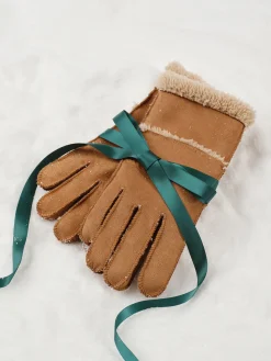 COMMENSE Accessories^Utility Lambswool Suede Gloves LightBrown