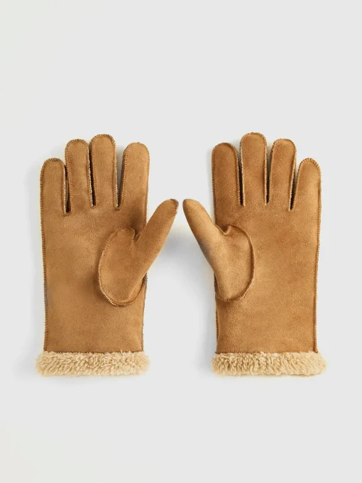COMMENSE Accessories^Utility Lambswool Suede Gloves LightBrown