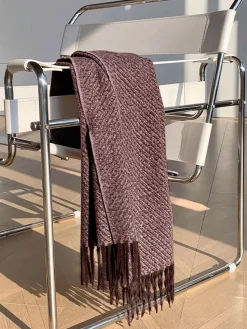 COMMENSE Accessories^Utility Plain Tassel Scarf Purple