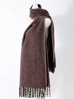 COMMENSE Accessories^Utility Plain Tassel Scarf Purple