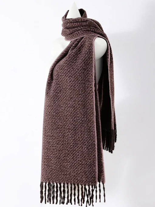 COMMENSE Accessories^Utility Plain Tassel Scarf Purple