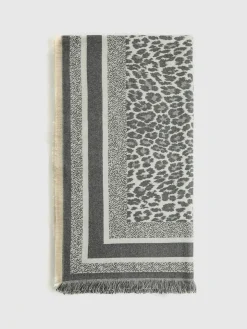 COMMENSE Accessories^Utility Printed Tassel Scarf Grey