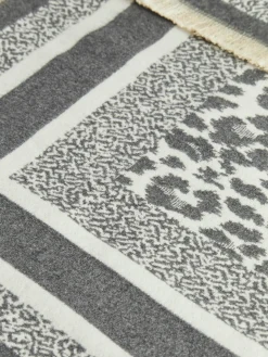 COMMENSE Accessories^Utility Printed Tassel Scarf Grey