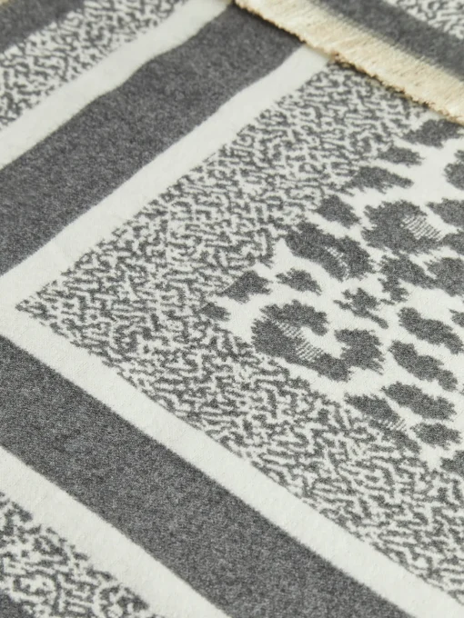 COMMENSE Accessories^Utility Printed Tassel Scarf Grey
