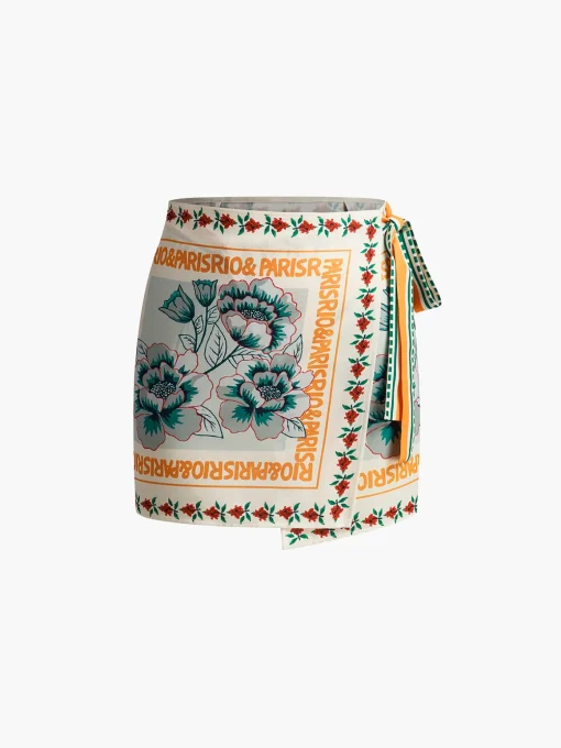COMMENSE Skirts|Bottoms^Vacation Print Asymmetrical Mini Skirt Multicolor