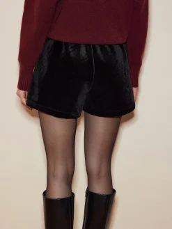 COMMENSE Shorts|Bottoms^Velvet Cozy Shorts Black