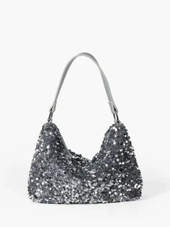 COMMENSE Bags|Accessories^Velvet Sequins Armpit Bag Silver