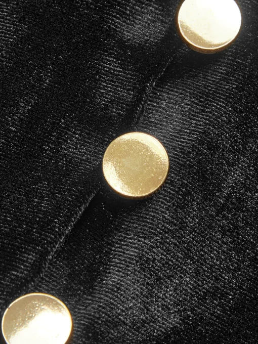 COMMENSE T-shirts|Tops^Velvet Split Button Top Black