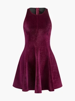 COMMENSE Dresses^Velvet Zipper Slim Tank Dress Burgundy