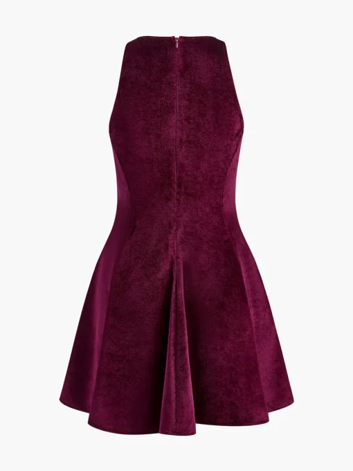 COMMENSE Dresses^Velvet Zipper Slim Tank Dress Burgundy
