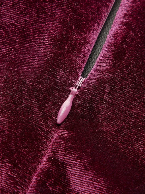 COMMENSE Dresses^Velvet Zipper Slim Tank Dress Burgundy