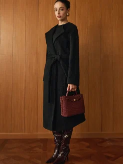 COMMENSE Outerwear|Coats^Versatile Belted Warm Coat With Scarf Black