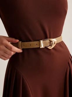 COMMENSE Belts & Chain|Accessories^Versatile Buckle Slim Leather Belt Brown