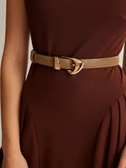 COMMENSE Belts & Chain|Accessories^Versatile Buckle Slim Leather Belt Brown