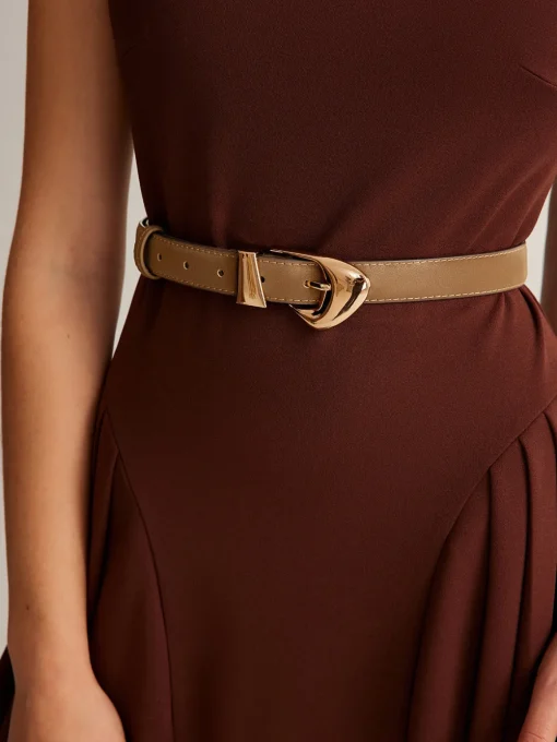 COMMENSE Belts & Chain|Accessories^Versatile Buckle Slim Leather Belt Brown