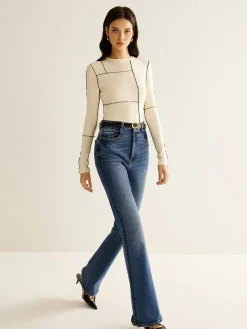 COMMENSE Blouses & Shirts|Tops^Versatile Contrast Piping Jersey Blouse Off-White