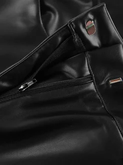 COMMENSE Pants|Bottoms^Versatile Faux Leather Pants Black