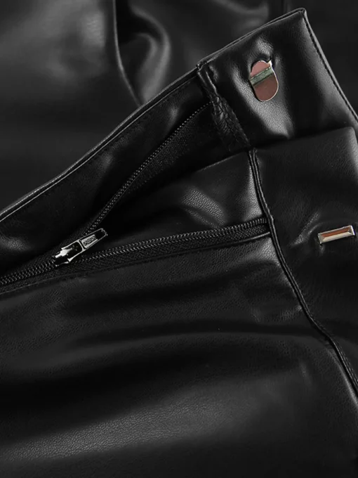 COMMENSE Pants|Bottoms^Versatile Faux Leather Pants Black