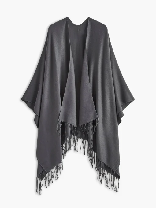 COMMENSE Accessories^Versatile Plain Tassel Scarf Grey