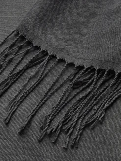 COMMENSE Accessories^Versatile Plain Tassel Scarf Grey