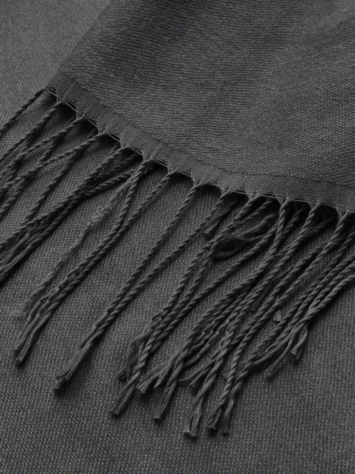 COMMENSE Accessories^Versatile Plain Tassel Scarf Grey