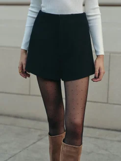 COMMENSE Shorts|Bottoms^Versatile Plain Tweed Shorts Black