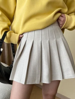 COMMENSE Skirts|Bottoms^Versatile Pleated Mini Skirt Beige