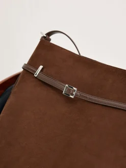 COMMENSE Bags|Accessories^Versatile Suede Buckle Bucket Bag DarkBrown