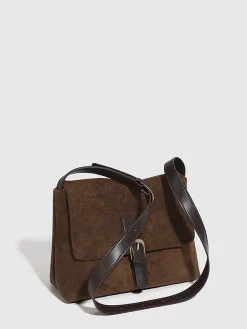 COMMENSE Bags|Accessories^Vintage Buckle Flap Shoulder Bag Brown