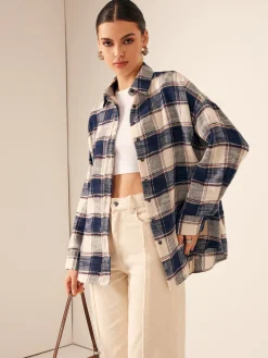 COMMENSE Blouses & Shirts|Tops^Vintage Cotton Plaid Polo Shirt Multicolor