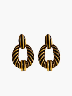 COMMENSE Earrings|Accessories^Vintage Croissant Twist Hoop Earrings Black