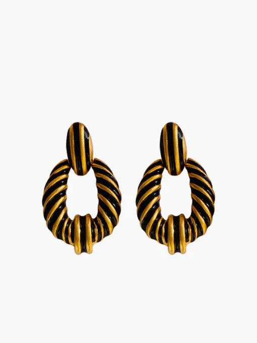 COMMENSE Earrings|Accessories^Vintage Croissant Twist Hoop Earrings Black