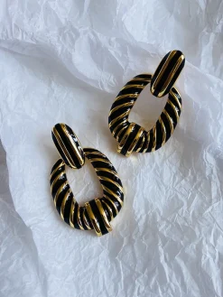 COMMENSE Earrings|Accessories^Vintage Croissant Twist Hoop Earrings Black