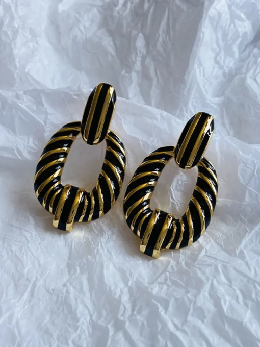 COMMENSE Earrings|Accessories^Vintage Croissant Twist Hoop Earrings Black