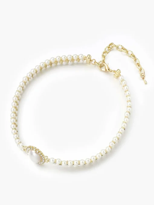COMMENSE Necklaces|Accessories^Vintage Double Layer Faux Pearl Choker Necklace White